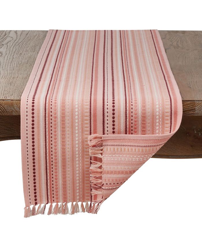 Saro Lifestyle Stitched Geo Stripe Design Table Runner Macy's