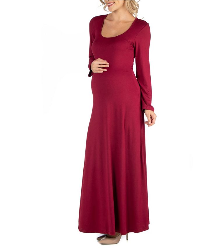 24seven Comfort Apparel Long Sleeve T-Shirt Maternity Maxi Dress - Macy's