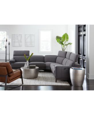 CLOSEOUT! Madiana 6-Pc. Fabric and Leather Sectional with 2 Power Recliners, Created for Macy's