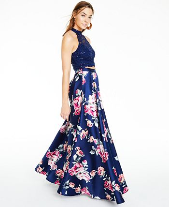 City Studios Juniors Lace Top and Floral 2 Pc. Gown Macy s