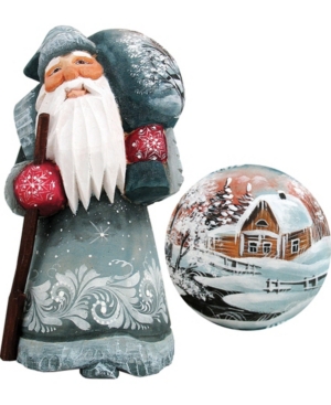 G.debrekht Woodcarved And Hand Painted Old World Bag Of Cheer Santa Figurine In Multi