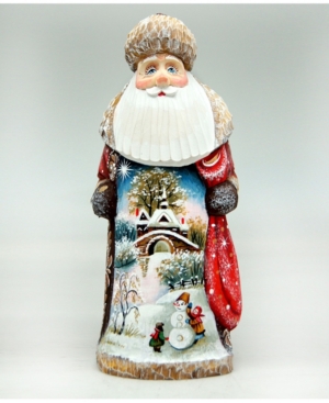 G.debrekht Woodcarved First Day Of Winter Santa Figurine In Multi