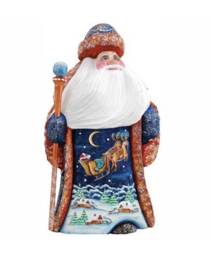 G.debrekht Woodcarved And Hand Painted Up-up And Away Yuletide Santa Figurine In Multi