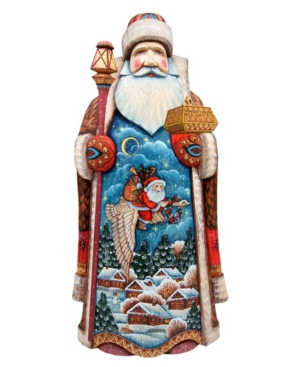 G.debrekht Woodcarved Christmas Goose Santa Figurine In Multi
