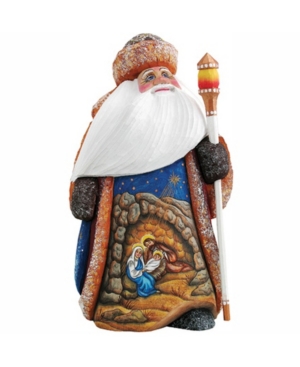 G.debrekht Woodcarved And Hand Painted Upon A Clear Midnight Santa Figurine In Multi