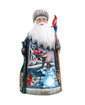 G.debrekht Woodcarved And Hand Painted Santa Happy Snowman Figurine In Multi