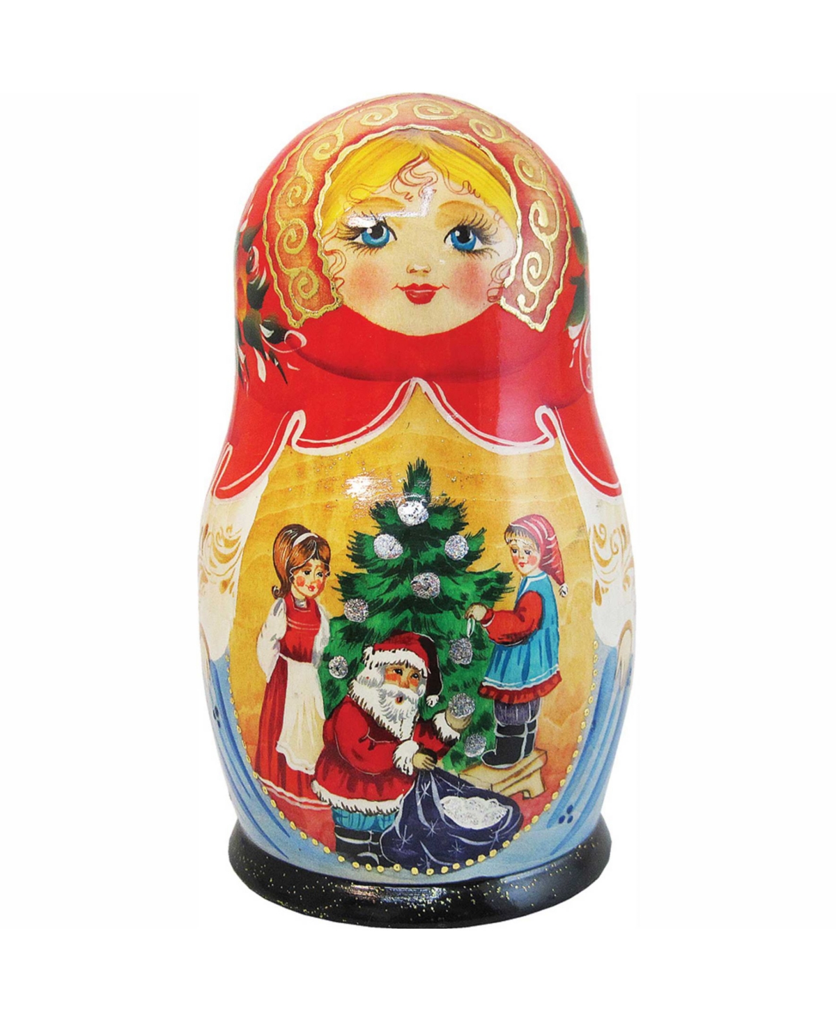 Christmas Night 5-Piece Russian Matryoshka Wooden Nested Dolls Set - Multi