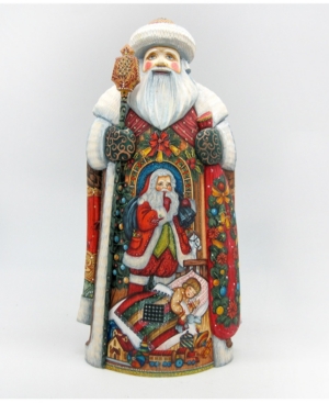 G.debrekht Woodcarved And Hand Painted Christmas Night Fireplace Santa Claus Figurine In Multi