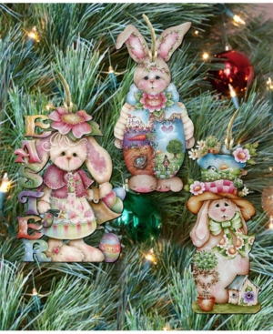 Designocracy Easter Wooden Ornament - Set of 3
