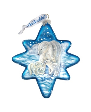G.debrekht White Christmas Polar Bears North-star Glass Ornament In Multi