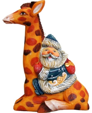 G.debrekht Santa On Giraffe Ornament In Multi