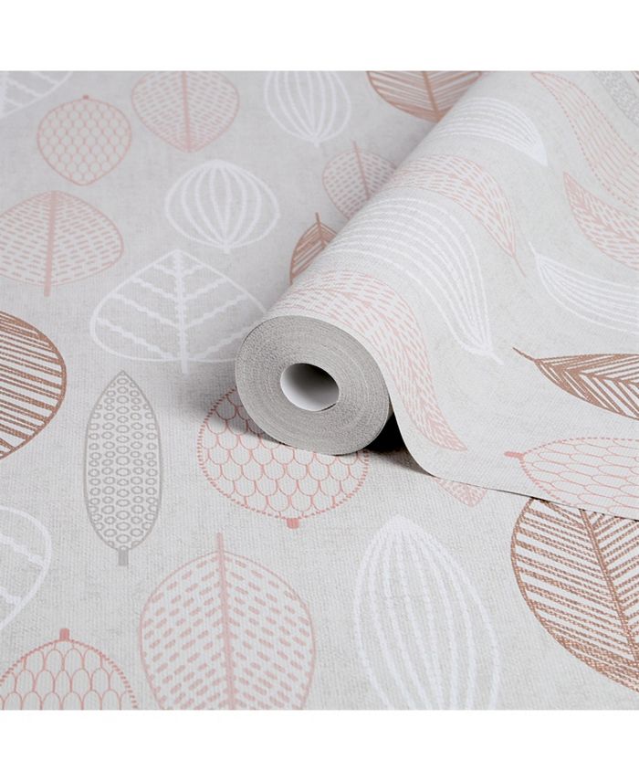 Graham & Brown Scandi Leaf Pink Wallpaper Macy's