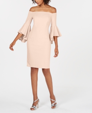 Calvin Klein Off the shoulder Sheath Dress In Blossom Pink ModeSens