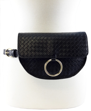 image of Fashion Focus Crescent Shaped Basketweave Convertible Belt Bag