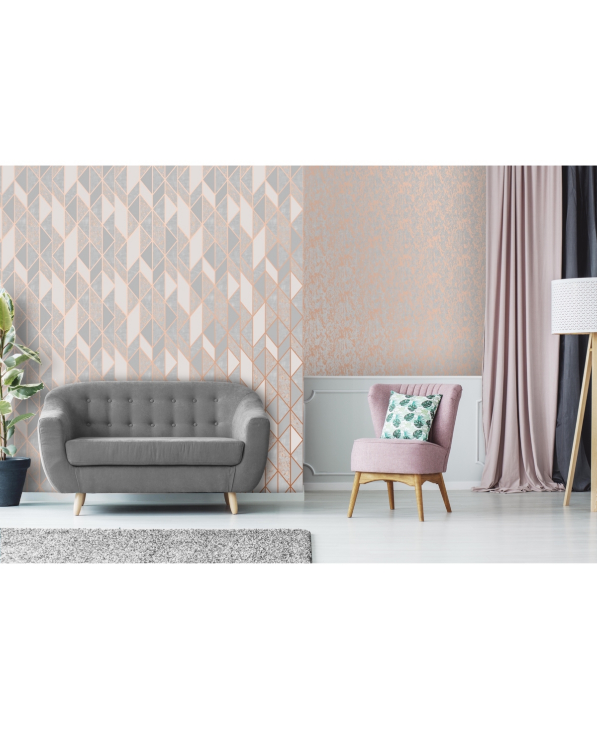 Shop Graham & Brown Milan Texture Wallpaper In Grey,rose Gold