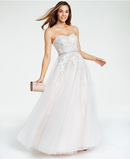 Say Yes To The Prom Juniors Embellished Embroidered Ball Gown