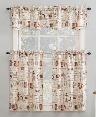 Bristol Coffee Shop Semi-Sheer Rod Pocket Kitchen Curtain Valance and Tiers Set