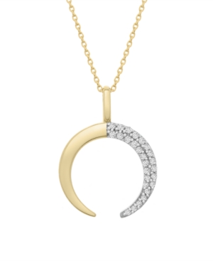 image of Diamond (1/10 ct. t.w.) Moon Pendant in 14k Yellow Gold Over Silver