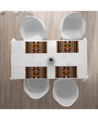 Ambesonne Kente Pattern Place Mats, Set of 4