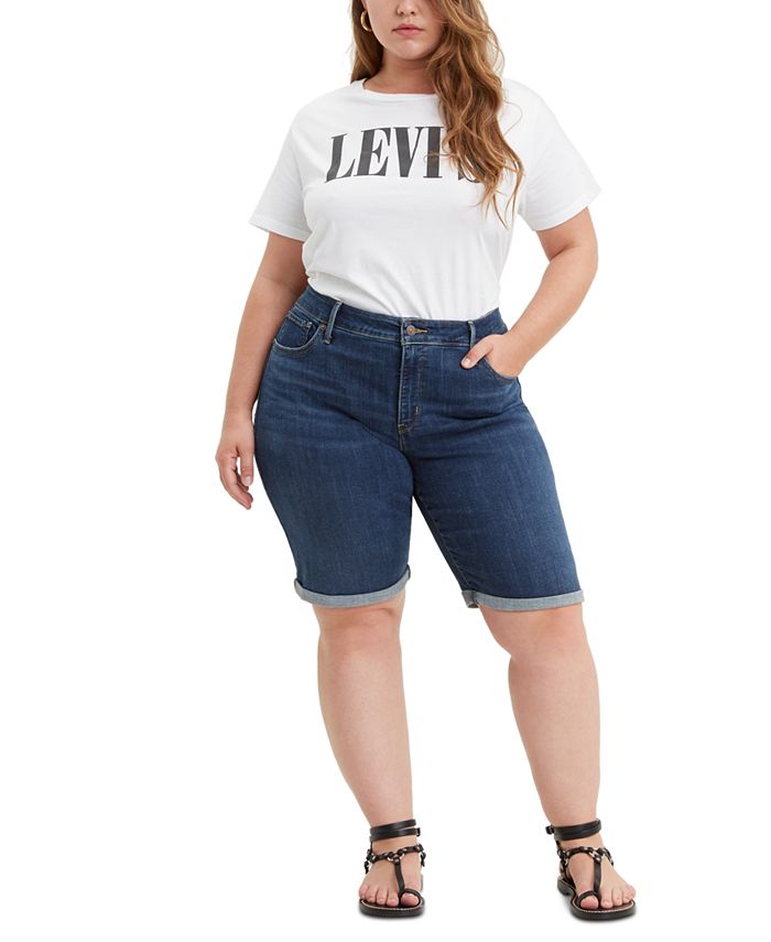 Levi's Trendy Plus Size Shaping Denim Bermuda Shorts - Macy's