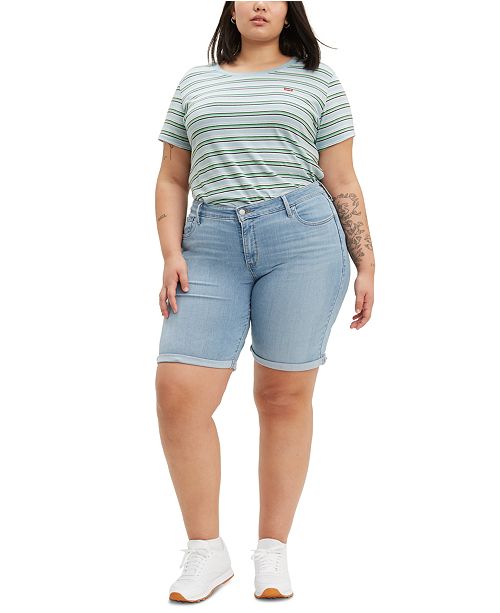 Levi S Trendy Plus Size Shaping Denim Bermuda Shorts Reviews