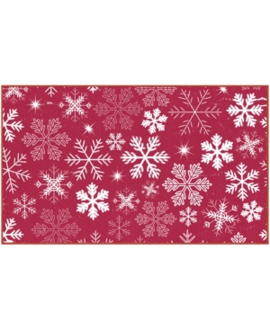 Mohawk Snowflakes Accent Rug, 18" X 30" Bedding In Red