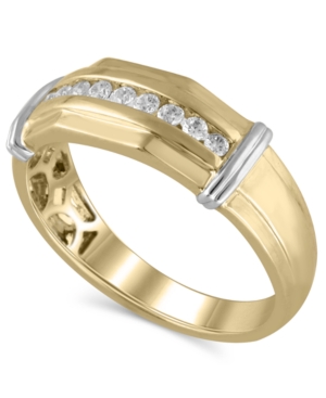 image of Men-s Certified Diamond (1/4 ct. t.w.) Ring in 14K Yellow and White Gold
