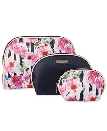 Adrienne Vittadini Set of 3 Dome Shaped Cosmetic Bags With Bow