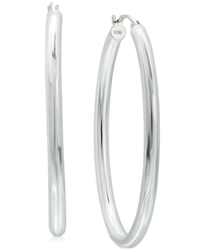 image of Giani Bernini Medium Polished Tube Hoop Earrings in Sterling Silver, 1.1