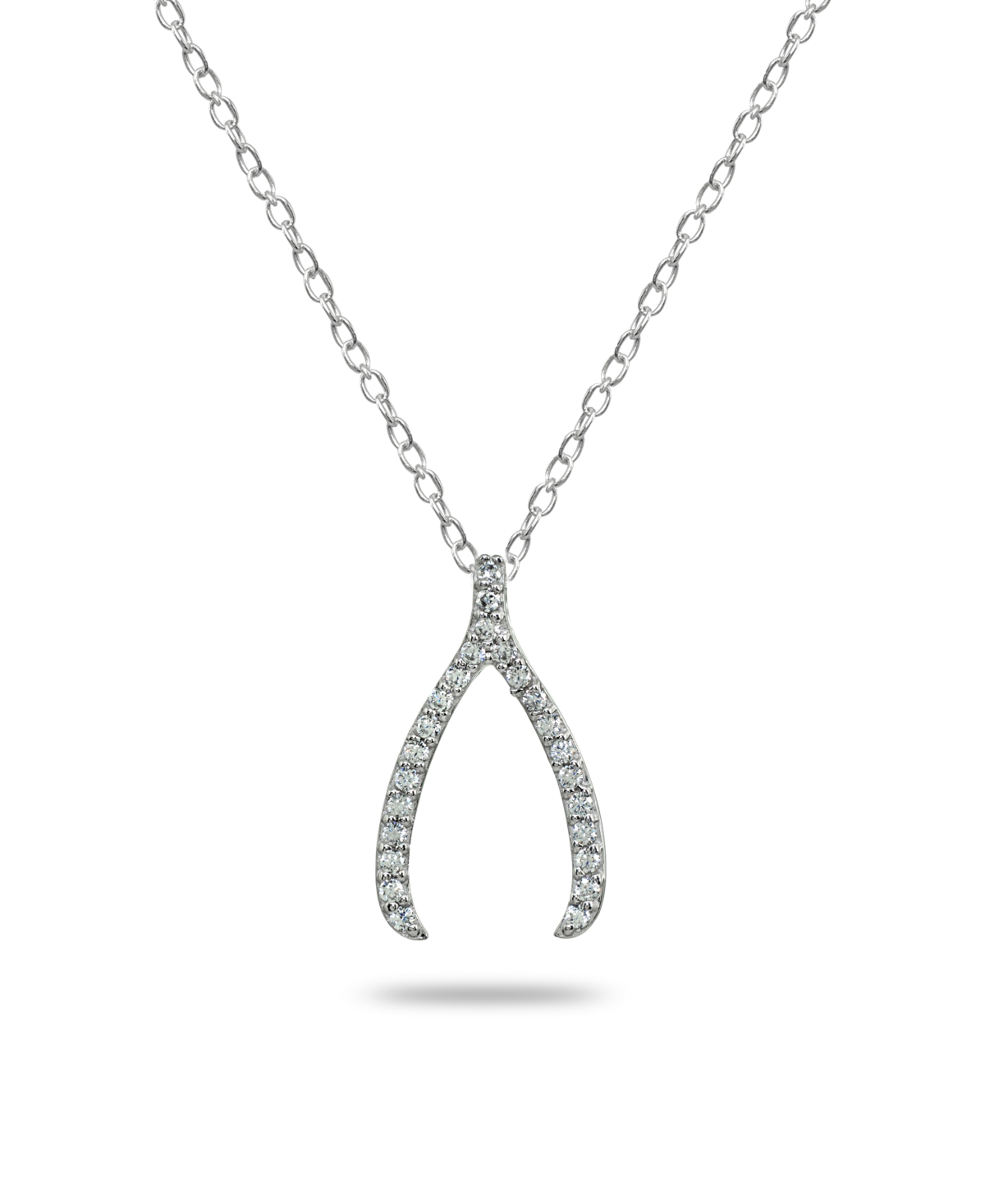 Cubic Zirconia Wishbone Slide Pendant in 18k Gold Plated Sterling Silver or Sterling Silver - Gold Over Sterling Silver