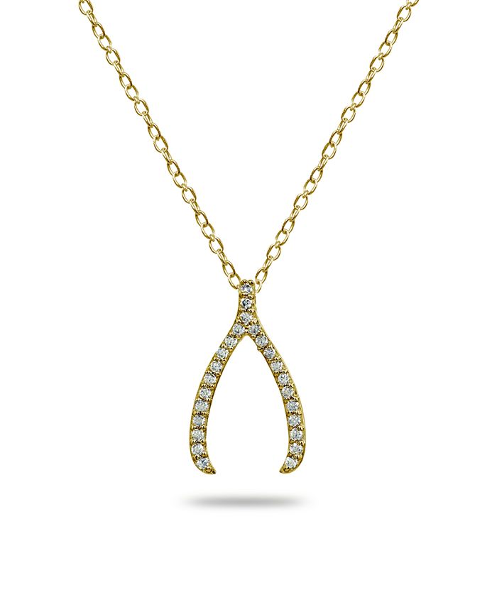 Giani Bernini - Cubic Zirconia Wishbone Slide Pendant in 18k Gold Plated Sterling Silver or Sterling Silver