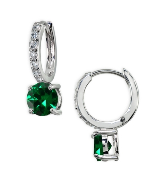 Giani Bernini Colored Cubic Zirconia Huggie Hoop Earrings In Sterling Silver Or 18k Gold Over Silver (also Availab In Green/silver