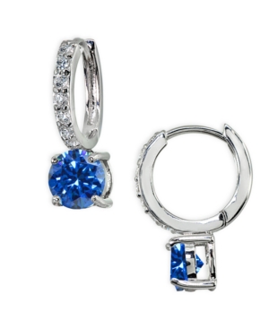 Giani Bernini Colored Cubic Zirconia Huggie Hoop Earrings In Sterling Silver Or 18k Gold Over Silver (also Availab In Blue/silver