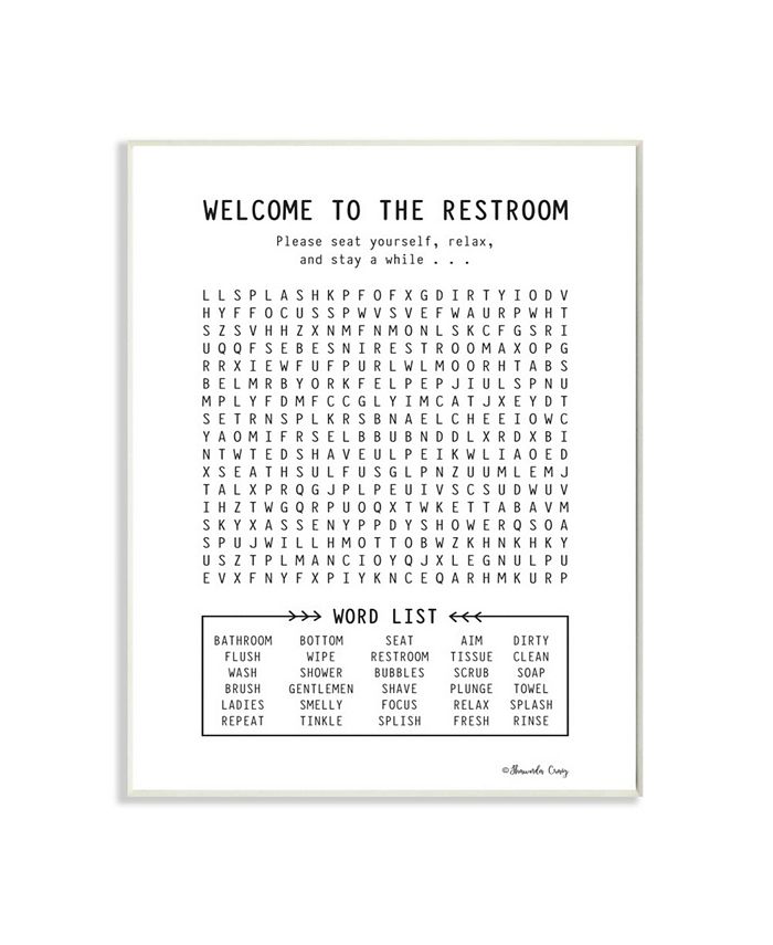 macys.com | Black and White Restroom Crossword Puzzle Sign, 10" L x 15" H