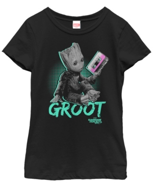 Fifth Sun Marvel Big Girl's Guardians Vol 2 Baby Groot Neon Tape Short Sleeve T-Shirt