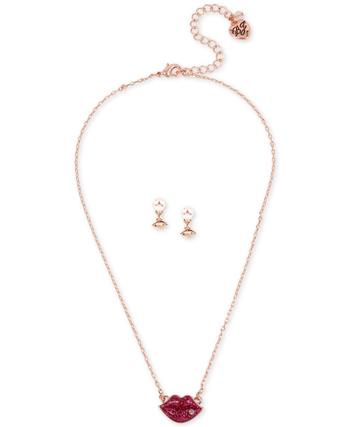 Betsey johnson lips necklace sale