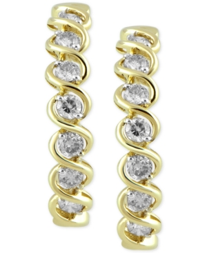 image of Diamond Medium Hoop Earrings (1 ct. t.w.) in 10k Gold, 1.1