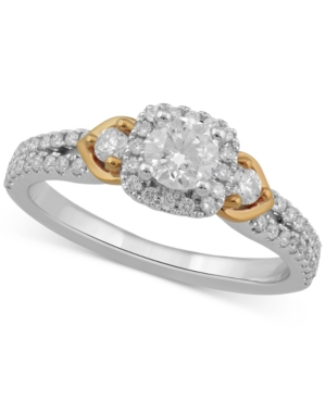 image of Diamond Halo Engagement Ring (3/4 ct. t.w.) in 10k Gold & White Gold