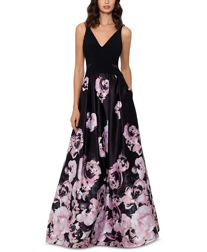 XSCAPE Floral-Print Gown - Macy's