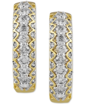 image of Diamond Small Hoop Earrings (2 ct. t.w.) in 10k Gold