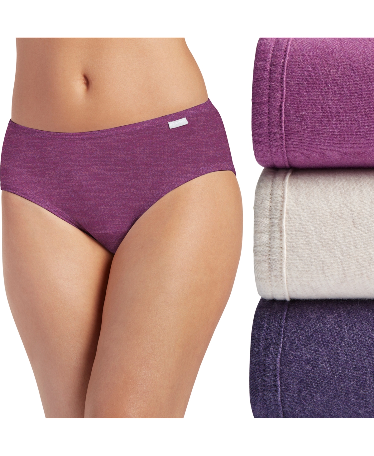 Elance Hipster Underwear 3 Pack 1482 1488, also available in Plus sizes - Oatmeal Heather/Boysenberry Heather/Perf