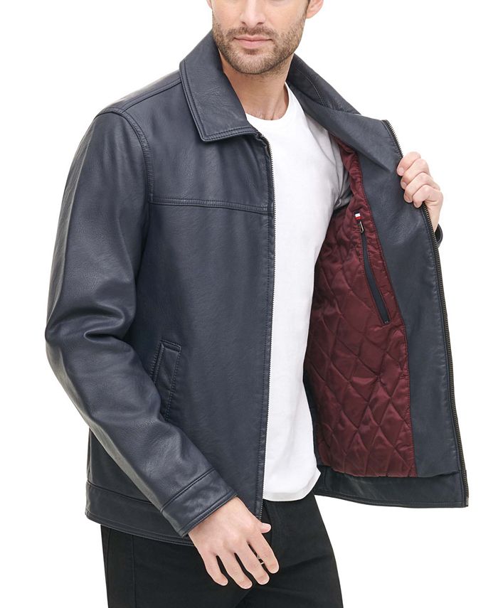 Tommy Hilfiger Men's Faux Leather Laydown Collar Jacket & Reviews