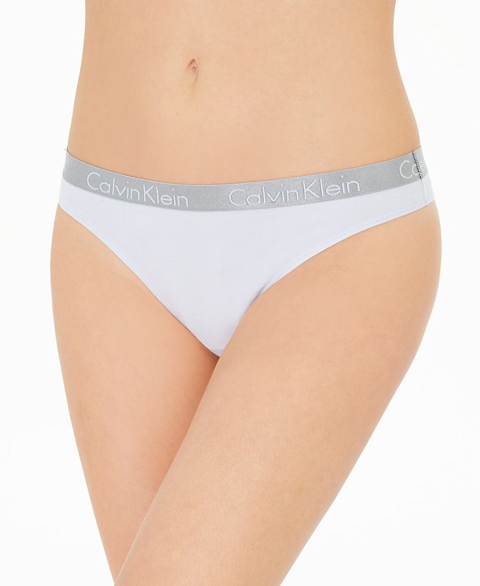 Calvin Klein Underwear Women's Radiant Cotton Thong, White, Large 