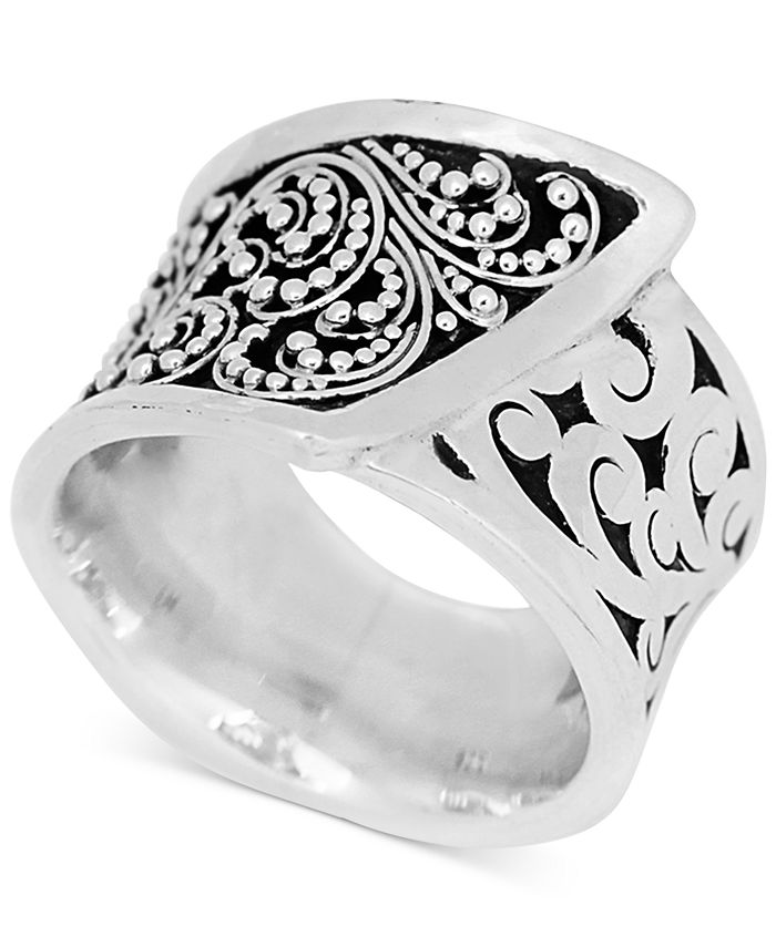 Lois Hill Square Carved Wrap-Look Statement Ring in Sterling Silver ...