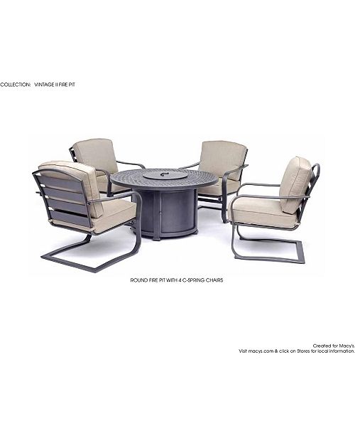 Furniture Vintage Ii 5 Pc Round Fire Pit Chat Set With Sunbrella