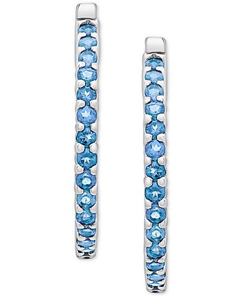 Macy's - Blue Topaz Small In & Out Hoop Earrings (3 ct. t.w.) in Sterling Silver, 0.59"