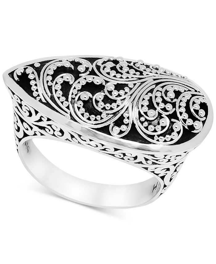 Lois Hill - Filigree Teardrop Statement Ring in Sterling Silver