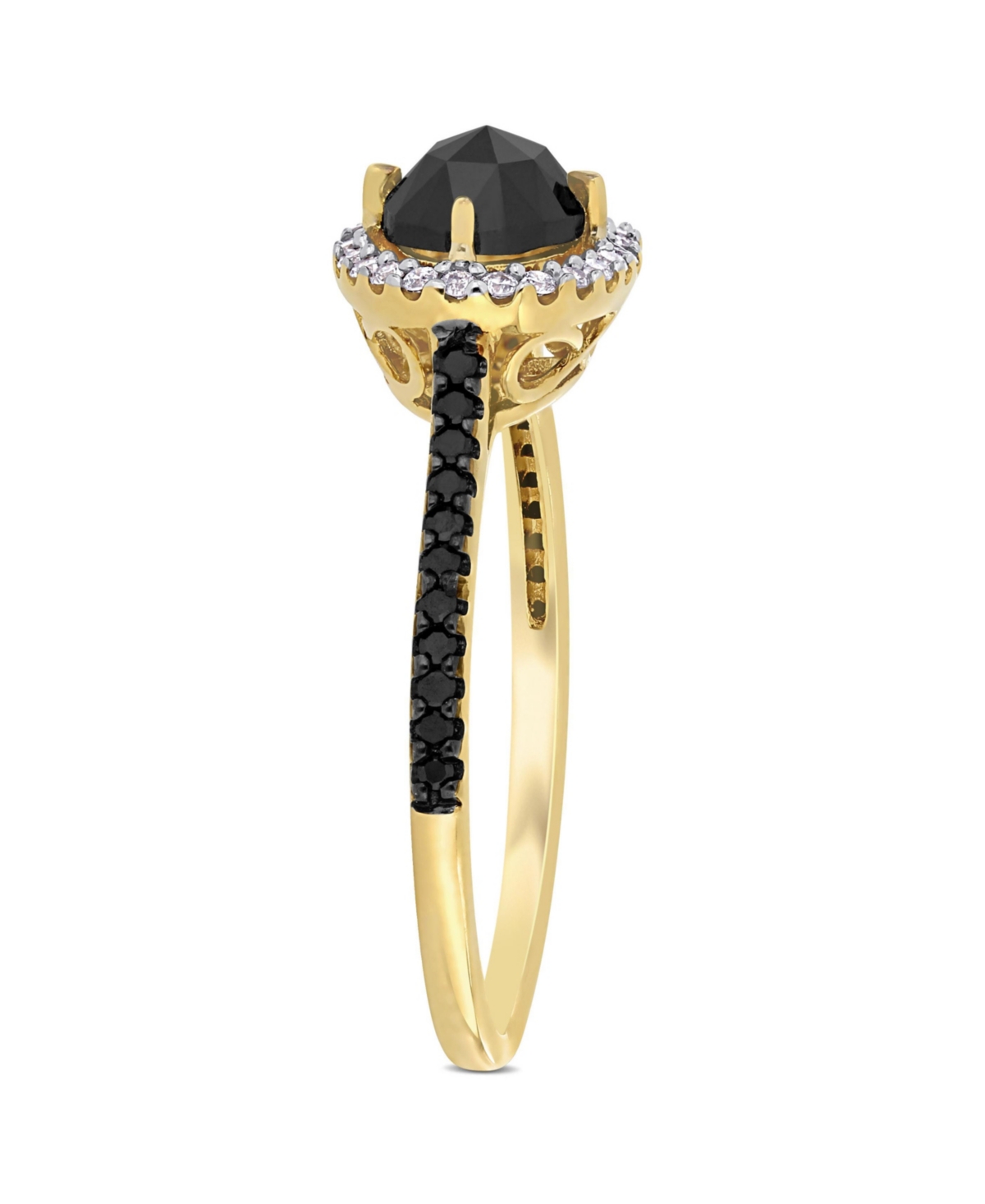 Black and White Diamond (1 1/5 ct. t.w.) Halo Engagement Ring in 14k- Yellow Gold