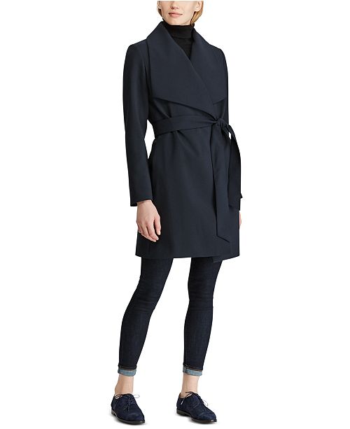 Lauren Ralph Lauren Belted Crepe Wrap Coat & Reviews ...
