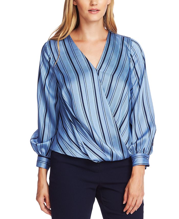 Vince Camuto Stripey Interludes Wrap-Front Blouse - Macy's